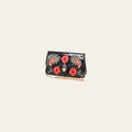 American Darling Black Genuine Leather Western Crossbody Clutch with Embroidered Cowboy Boots Floral Design Gold Chain Strap