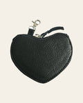American Darling Black Leather Heart Coin Purse Bag Charm Keychain