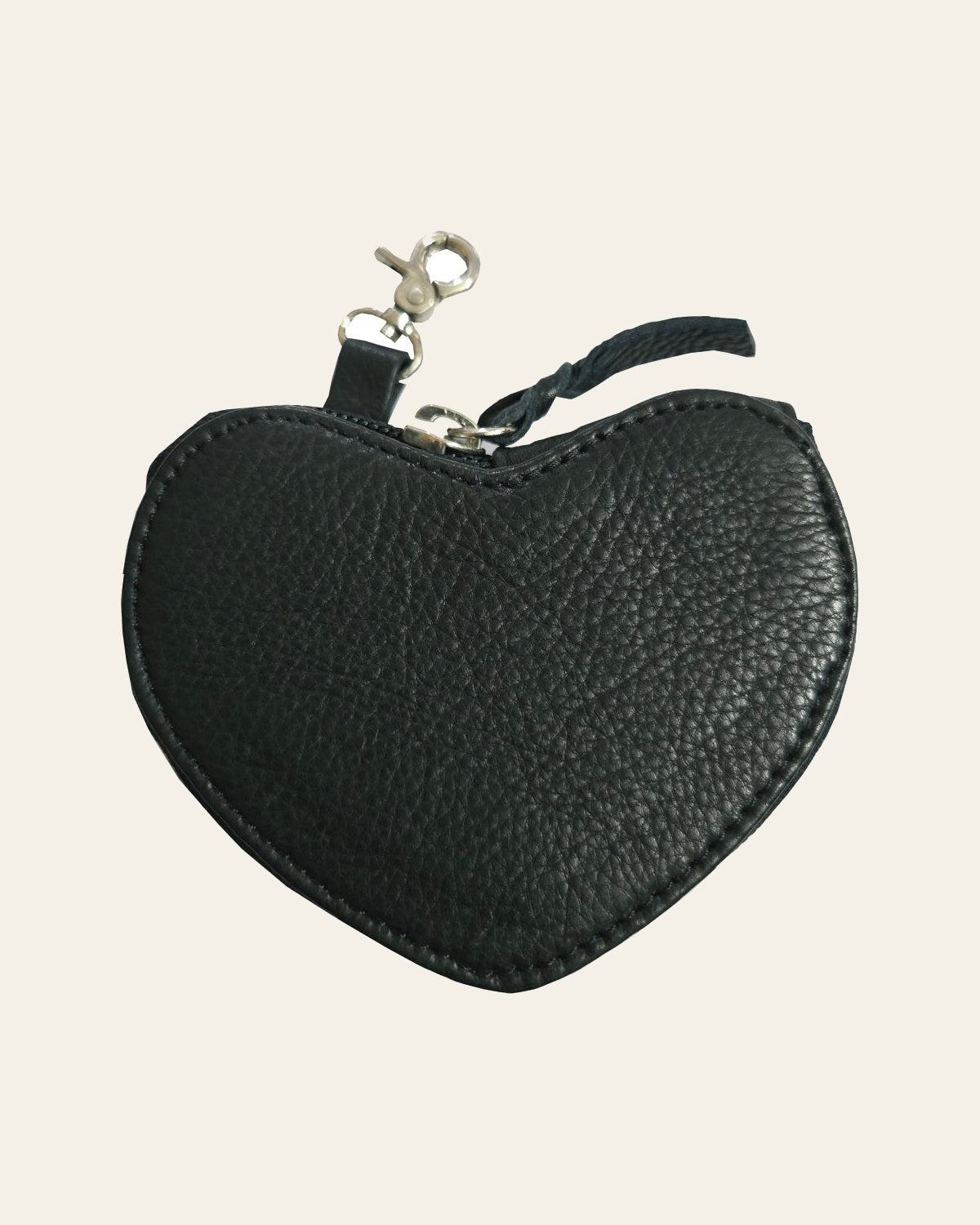 American Darling Black Leather Heart Coin Purse Bag Charm Keychain