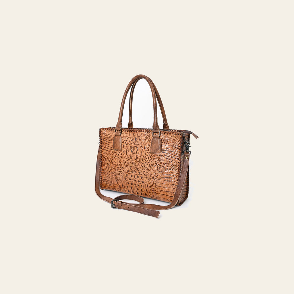 American Darling Briefcase Crocodile Embossed Genuine Leather Western Women Bag Handbag | for Cute Laptop
