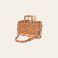 American Darling Hand-Tooled Genuine Leather Briefcase Bag – Floral Carved Western Handbag with Handles & Strap for Everyday Carry