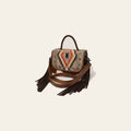 American Darling Western Leather Small Crossbody Bag with Hair-On Cowhide Fringes and Hand Woven Saddle Blanket Flap – Genuine Leather