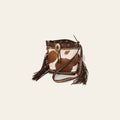 American Darling Bucket Bag Hair-On Cowhide Genuine Leather Fringes Riveted Drawstring Western Purse 11in X 13in X 5in