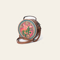 American Darling Western Canteen Bag Hand Tooled Floral Carved Genuine Leather Crossbody 10in (H) X 10in (W) X 5in (D)