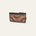 American Darling Card Holder - Buck Stitched Floral Carved, Eco-Friendly Vegetable Tanned Full Grain Leather, Western Wallet