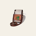 American Darling Cell Phone Holder, Hand Tooled Floral Cactus Leather, Hair-On Cowhide, Western Crossbody Phone Purse