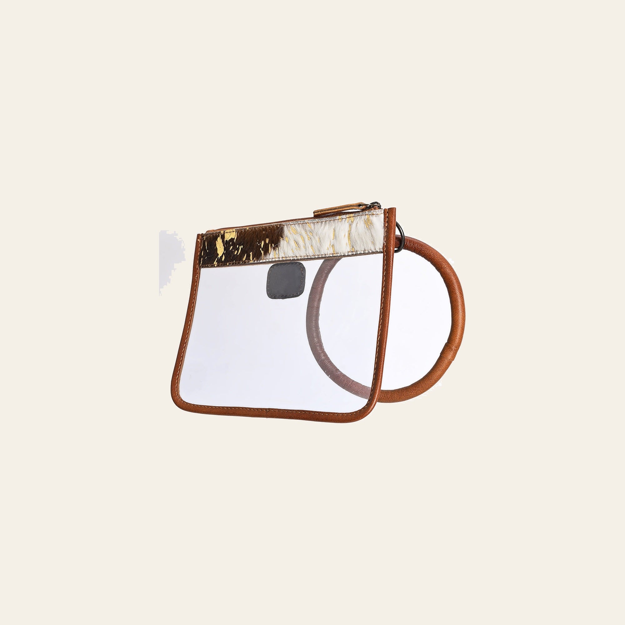 American Darling Clear Stadium Bag Handcrafted from Cowhide & Genuine Leather Trim | Large Loop Wristlet Clutch