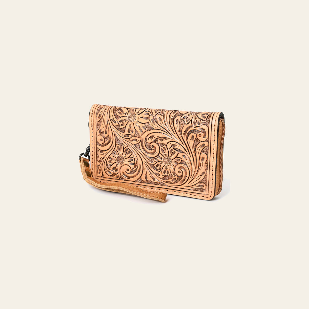 American Darling Clutch Hand Tooled Genuine Leather Western Women Bag Handbag Purse Tan | Purses for Cute