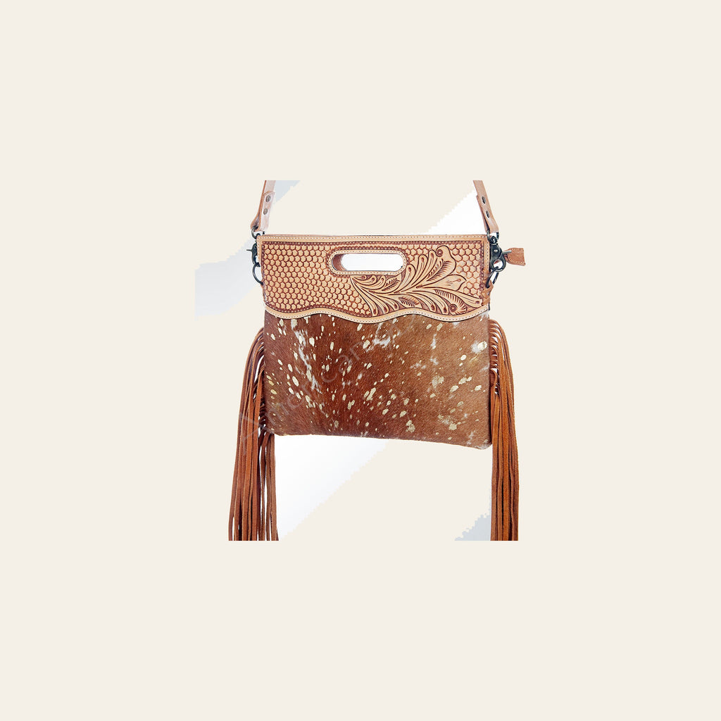 American Darling Clutch Hand Tooled Hair On Genuine Leather Women Bag Western Handbag Purse