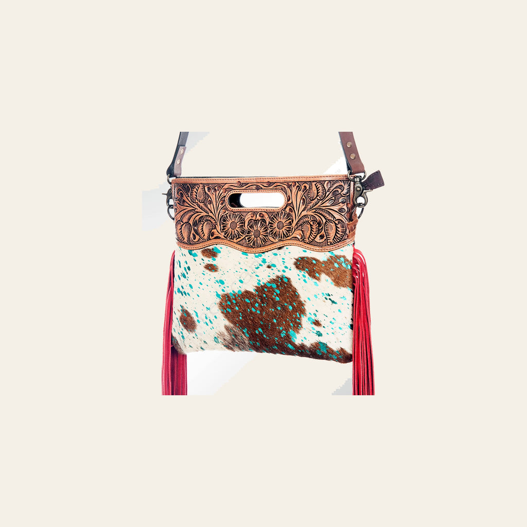 American Darling Clutch Hand Tooled Saddle Blanket Fabric Genuine Leather Western Women Bag Handbag Purse | Purses for Cute