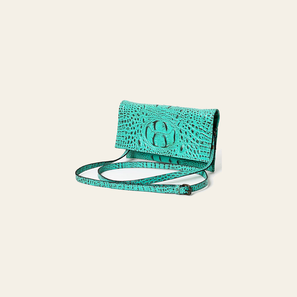 American Darling Western Wallet Bag, Crocodile Embossed Full Grain Genuine Leather, Eco-Friendly Handcrafted Crossbody