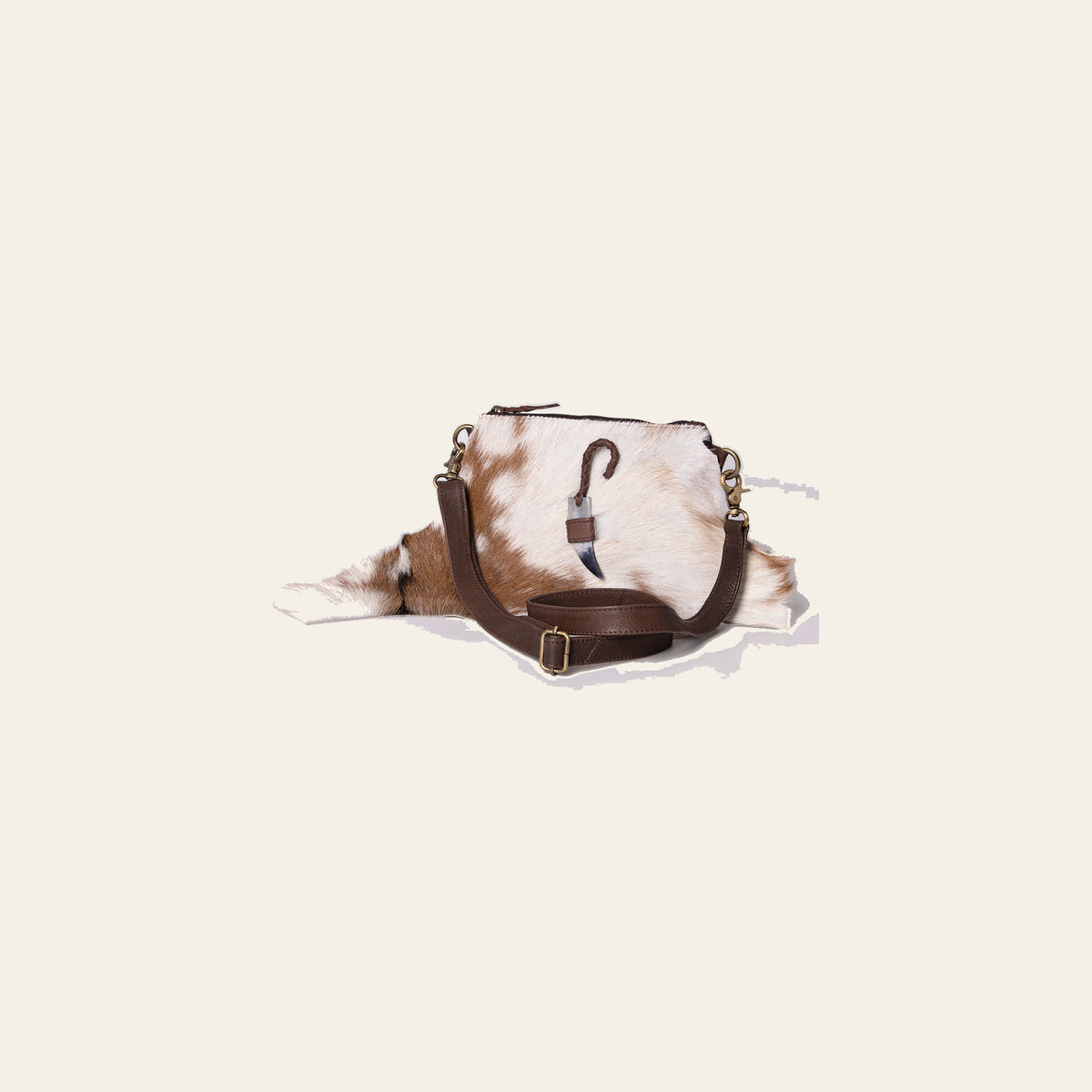 American Darling Cross body Bag Hair-On Cowhide Western Leather Purse with Braided Accents 7in x 9in