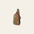 American Darling Hand-Tooled Leather Sling Bag – Genuine Leather Floral Carved Western Crossbody | 13in (H) X 8in (W) X 3in (D)