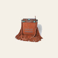 American Darling Western Genuine Suede Large Crossbody Bag with Fringe, Rivet & Boot Stitch Details – Genuine Leather, Handcrafted Design