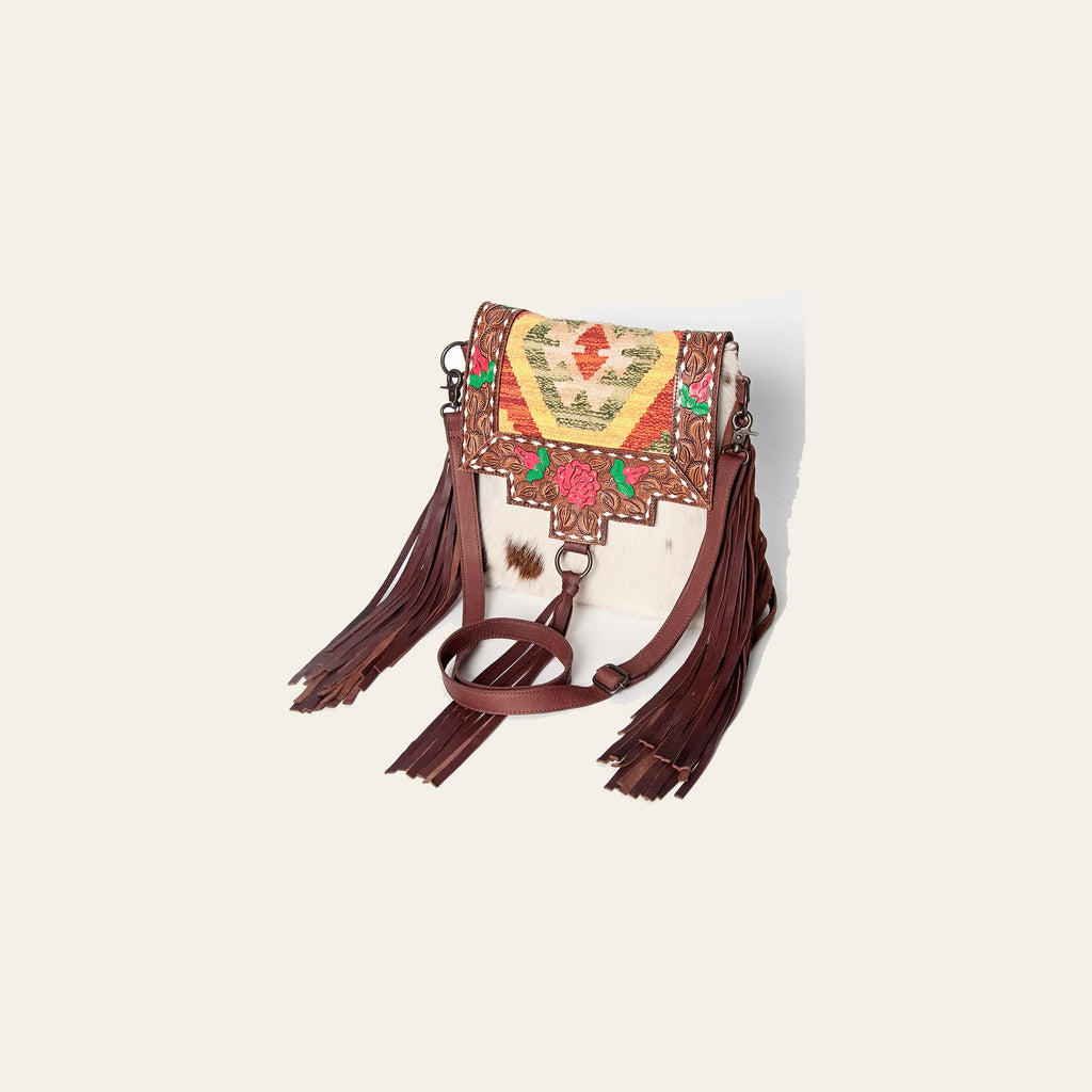 American Darling Cross Body II Hand Tooled Hair On Genuine Leather Women Bag Western Handbag Purse