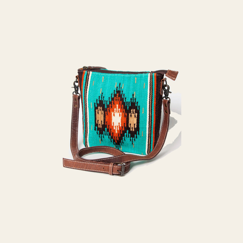 American Darling Western Large Crossbody Bag – Handwoven Saddle Blanket with Genuine Leather Trim, Lightweight Everyday Travel Purse