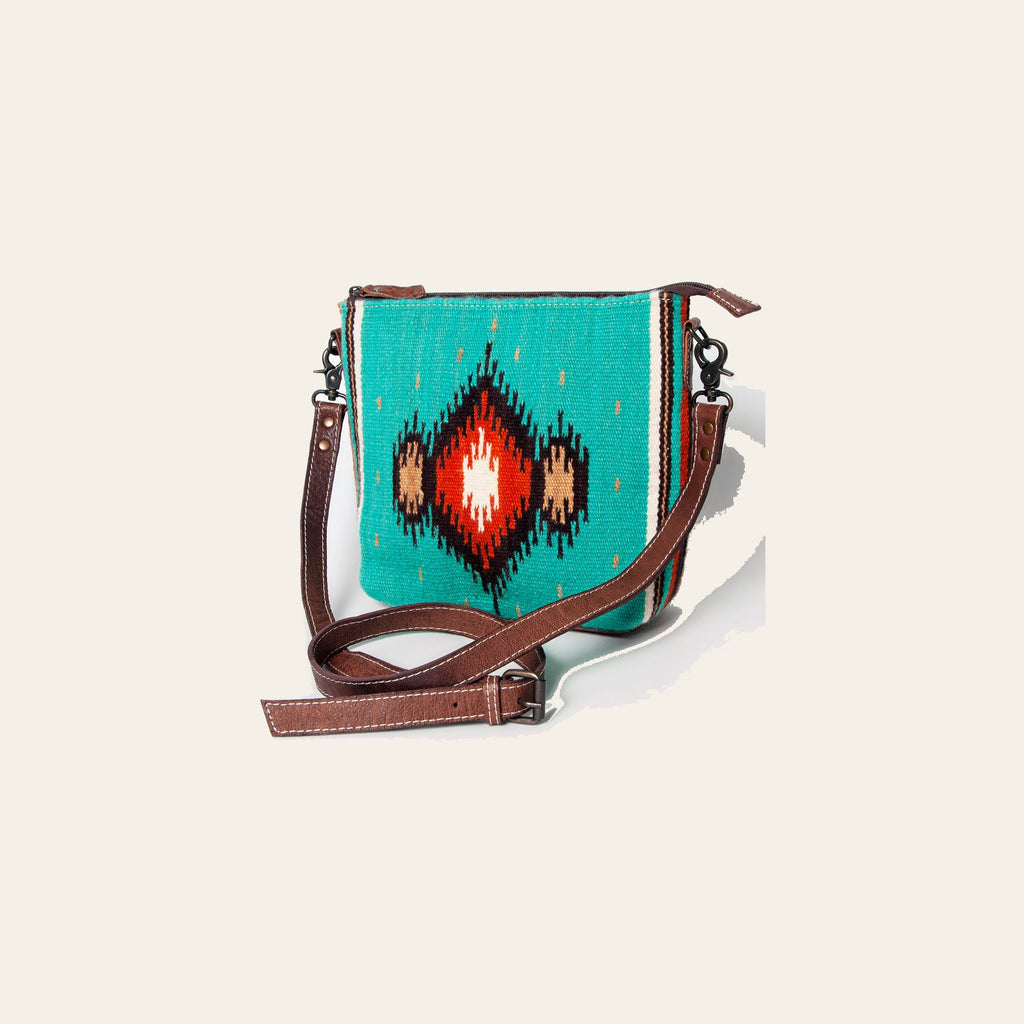 American Darling Western Crossbody Bag – Handwoven Saddle Blanket with Genuine Leather Trim, Lightweight Everyday Purse