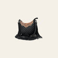 American Darling Large Western Cross Body Hobo Bag Handcrafted from Quilted & Hand-Tooled Genuine Leather | Full Fringe, Buckstitch & YKK Zipper