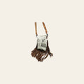 American Darling Cross body Bag Hair-On Cowhide with Fringes and Hand Tooled Strap Vegetable Tanned Leather 14in (H) X 12in (W)