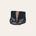 American Darling Black Western Leather Cross Body Bag – Hand-Tooled Accent Strap, Premium Genuine Suede Leather, Compact Everyday Crossbody Purse