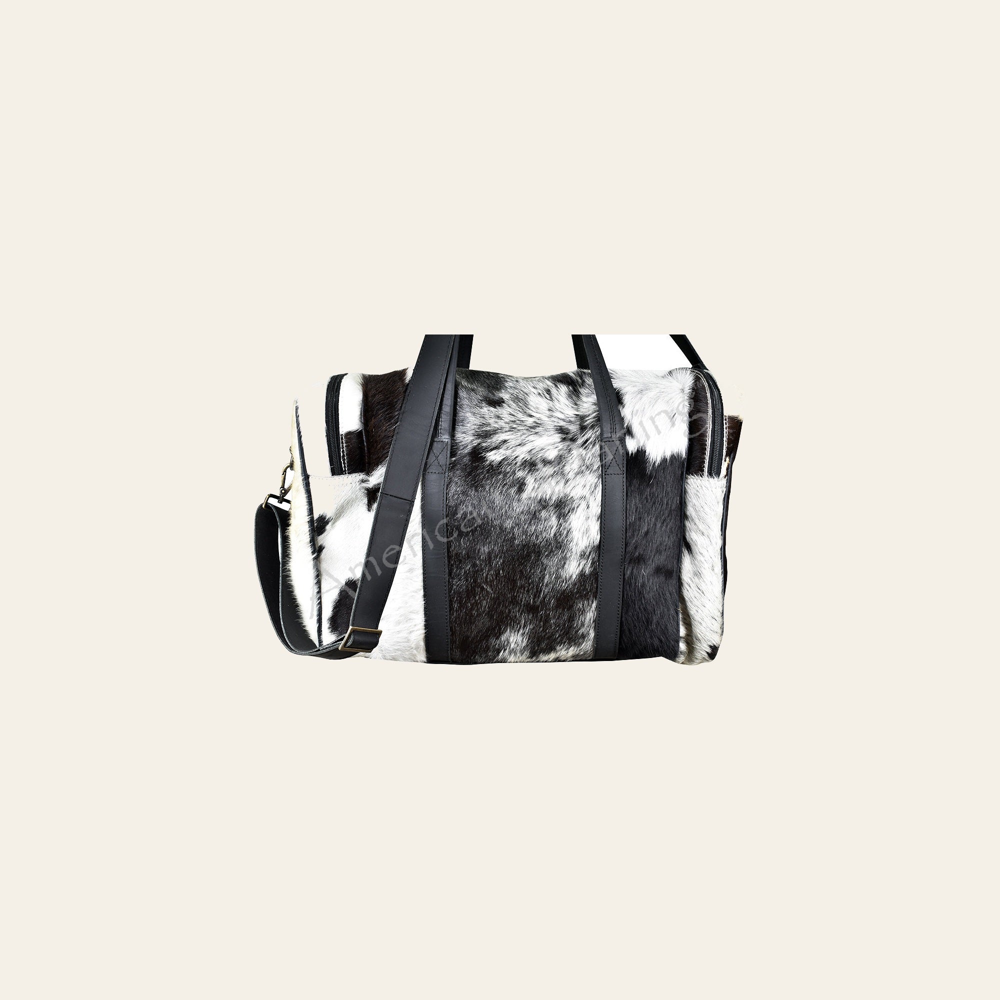 American Darling Duffel Bag, Hair-On Cowhide and Genuine Leather, Large Western Travel Tote, Vegetable-Tanned Full Grain Leather