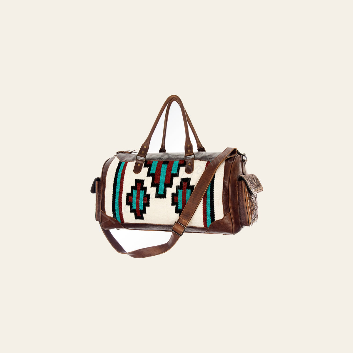 American Darling Duffel Bag Hand Woven Saddle Blanket Genuine Leather Western Travel Bag with YKK Zipper