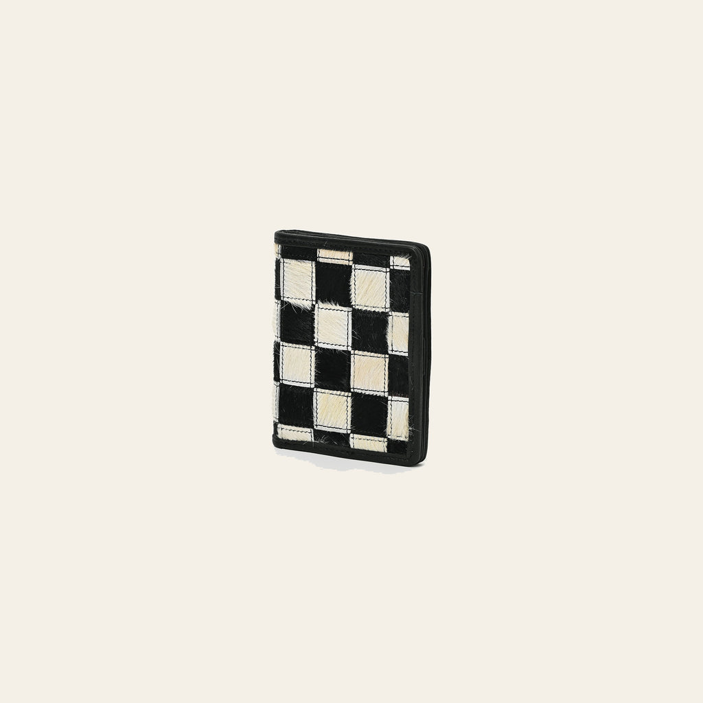 American Darling Genuine Cowhide Leather Wallet for Men – Black & White Patchwork Hair-On Bifold Wallet