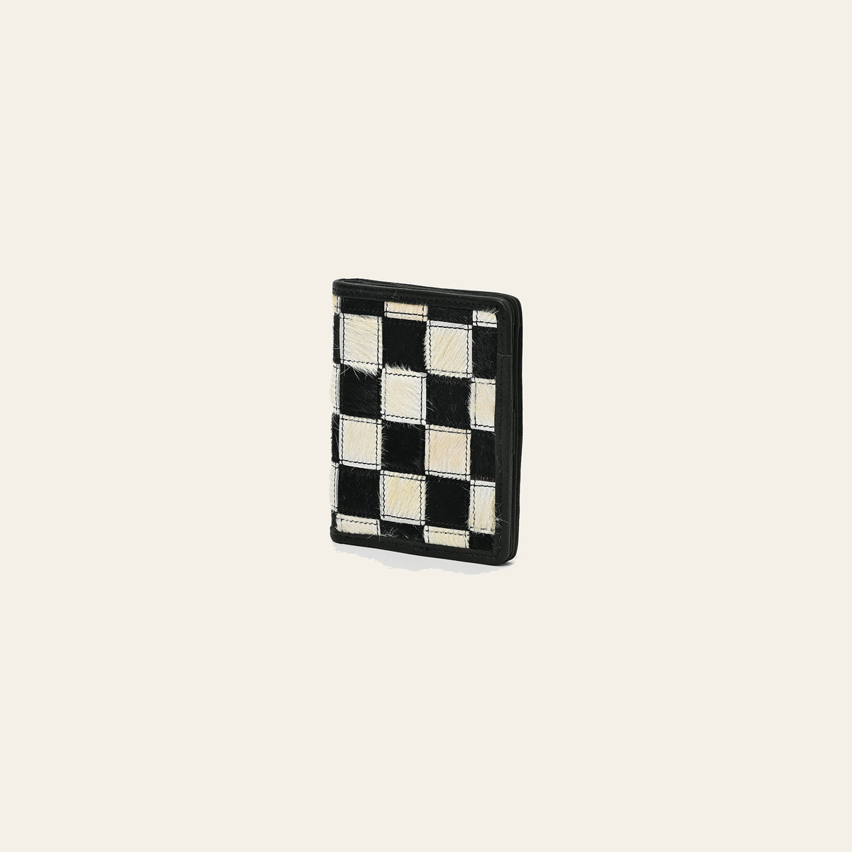 American Darling Genuine Cowhide Leather Wallet for Men – Black & White Patchwork Hair-On Bifold Wallet