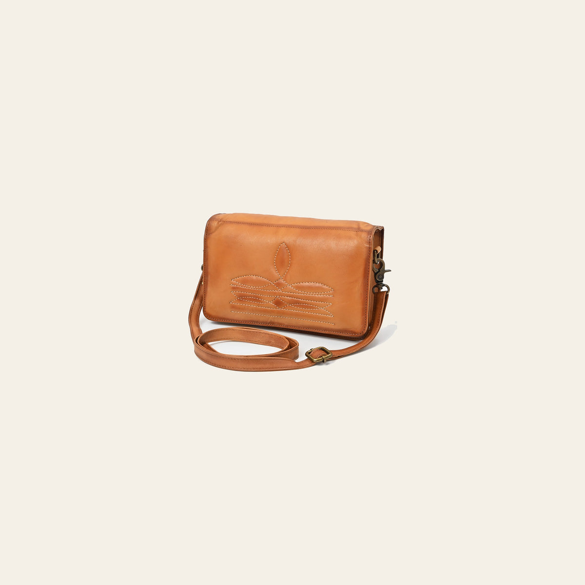 American Darling Genuine Leather Crossbody Wallet for Women, Tan Leather Western Shoulder Clutch Purse