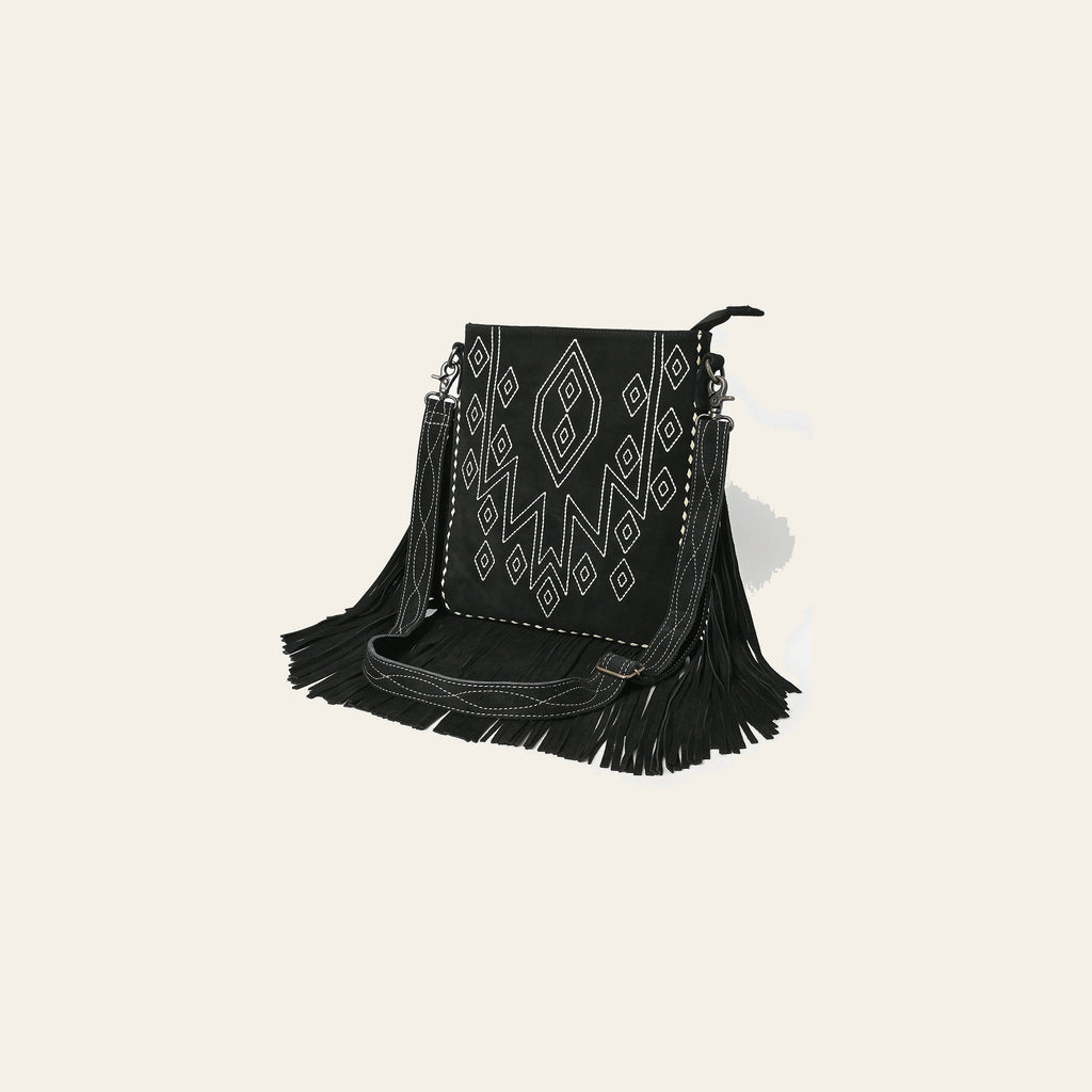 American Darling Western Large Crossbody Bag for Women with Fringe Handmade from Genuine Suede Leather Boot Stitched Design and Secure YKK Zipper