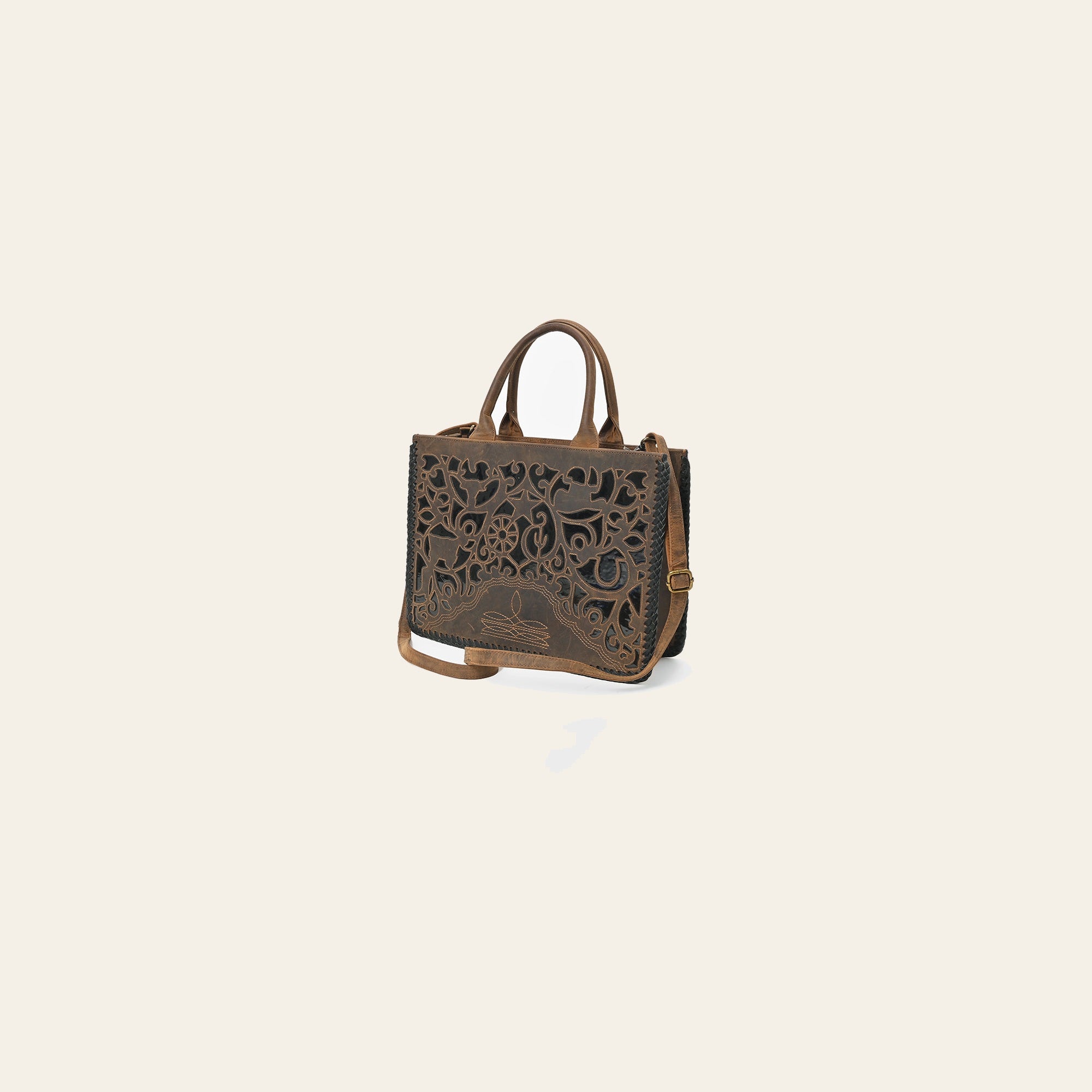 American Darling Genuine Leather Western Tote Bag for Women, Brown Laser Cut Shoulder Handbag