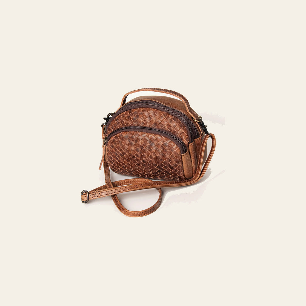 American Darling Cross body Bag, Handcrafted Woven Genuine Leather, Vegetable Tanned Western Purse with YKK Zipper