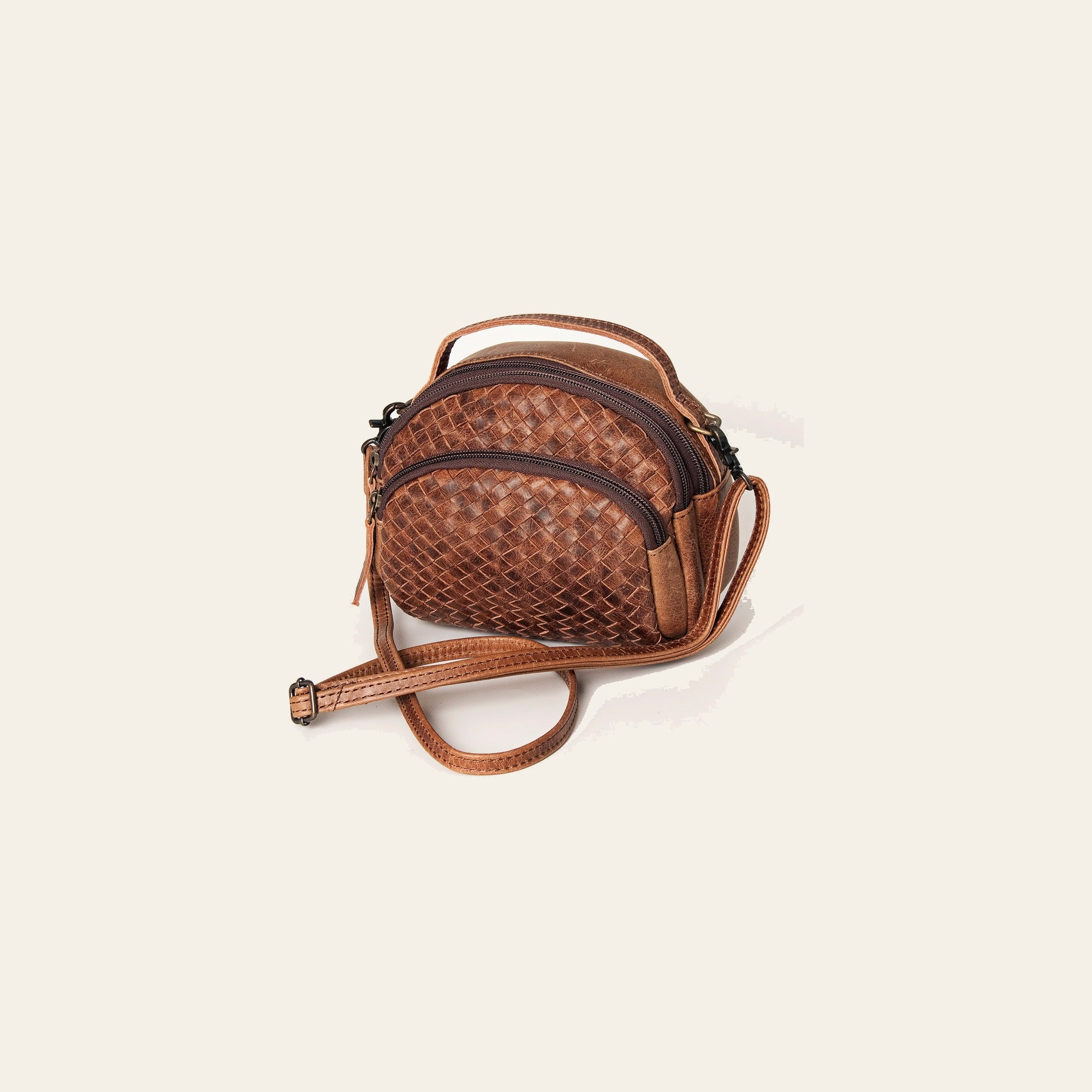 American Darling Cross body Bag, Handcrafted Woven Genuine Leather, Vegetable Tanned Western Purse with YKK Zipper
