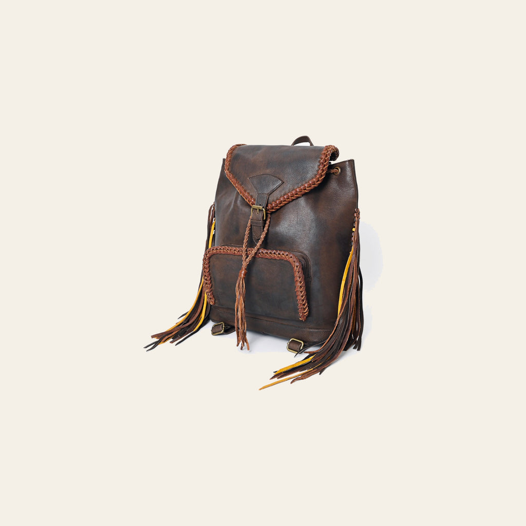 American Darling Backpack Western Genuine Leather Handcrafted Rucksack with Braided Detail and Drawstring Closure