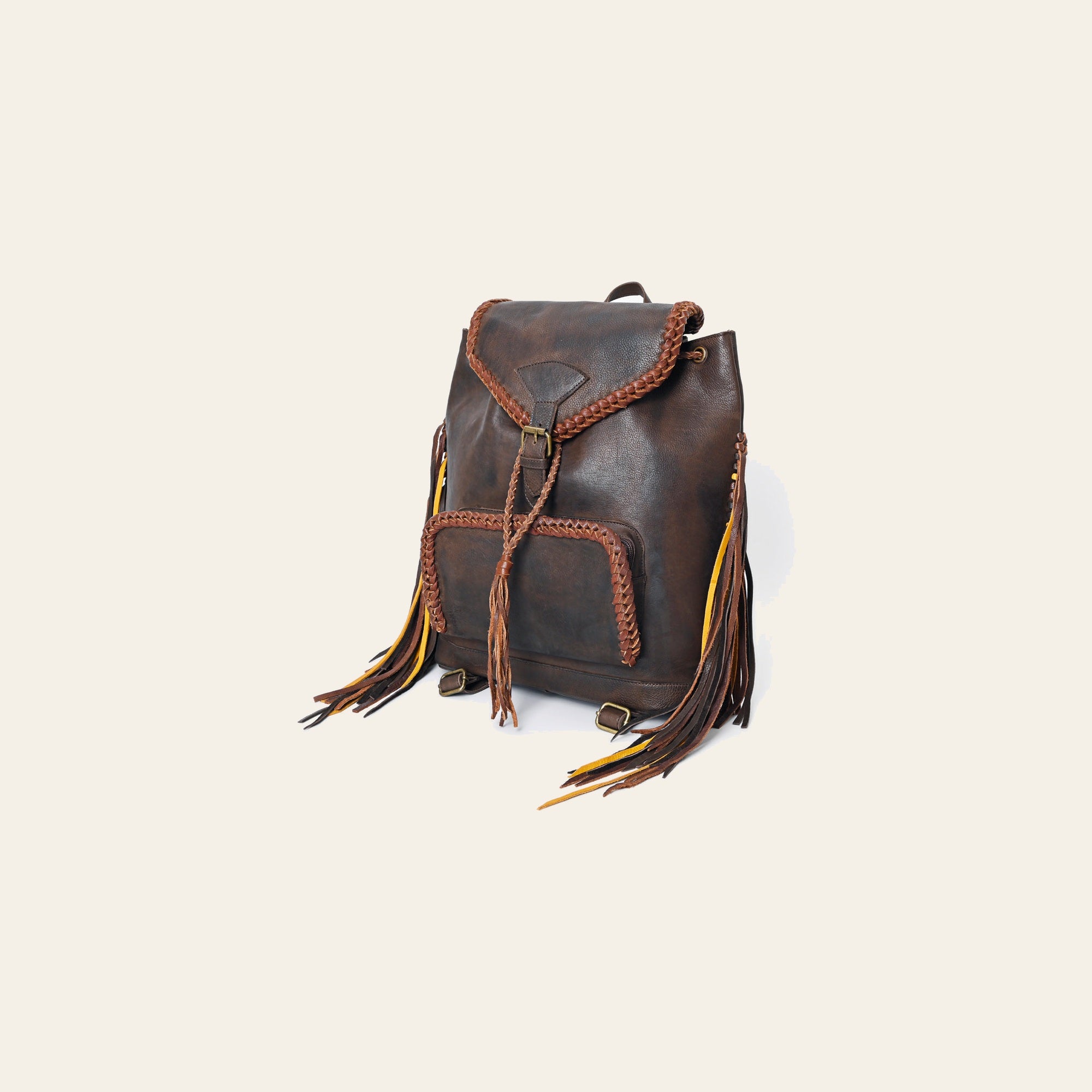 American Darling Backpack Western Genuine Leather Handcrafted Rucksack with Braided Detail and Drawstring Closure