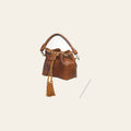 American Darling Bucket Bag, Genuine Vegetable Tanned Full Grain Leather, Rivetted Drawstring Purse, 6.5in X 11in X 4.5in