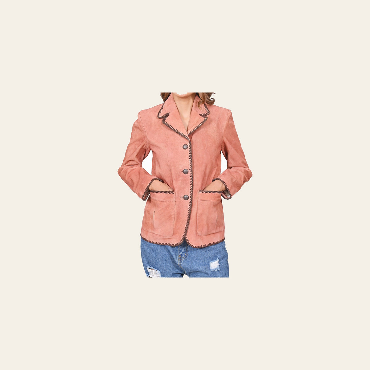 American Darling Genuine Vintage Leather Women Shirt Blazer Jacket Dress Ladies Girl