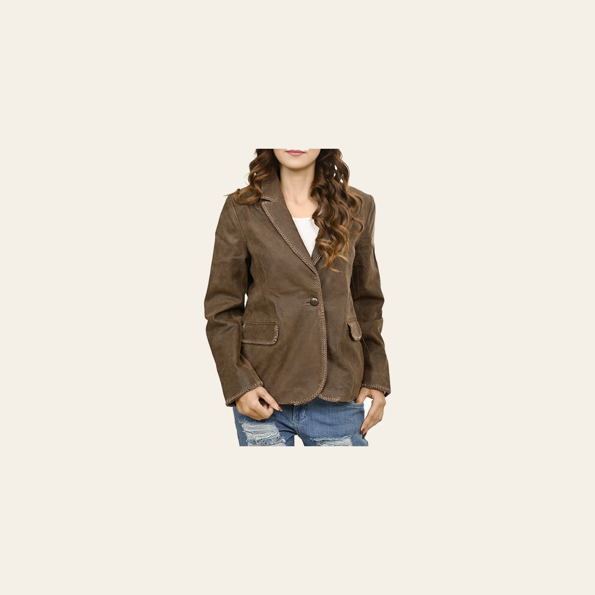 American Darling Genuine Vintage Leather Women Shirt Blazer Jacket Dress Ladies Girl