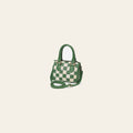 American Darling Hair-On Cowhide Leather Satchel Handbag for Women-Green Ivory Checkerboard Crossbody Purse