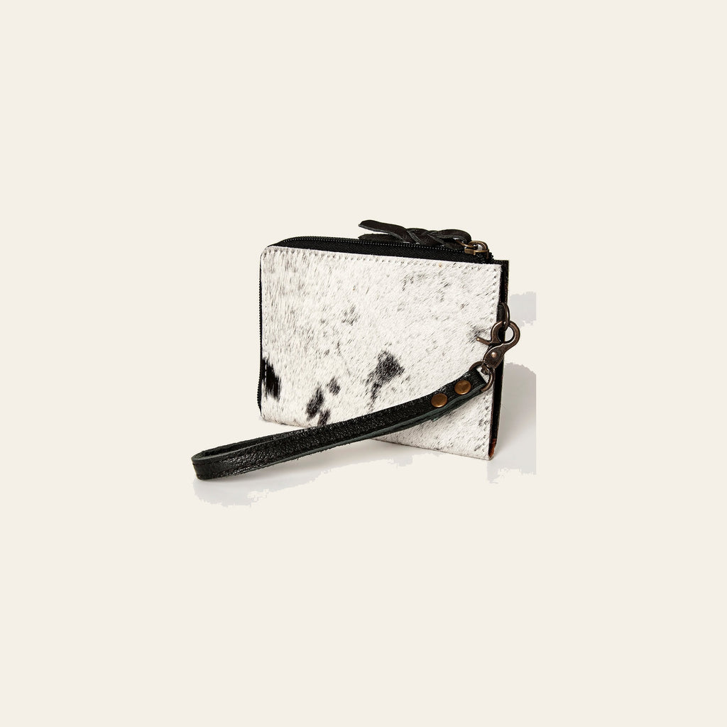 American Darling Coin Purse, Genuine Hair-On Cowhide & Full Grain Leather, Slim Western Travel Pouch, 4.5in (H) X 6.5in (W)