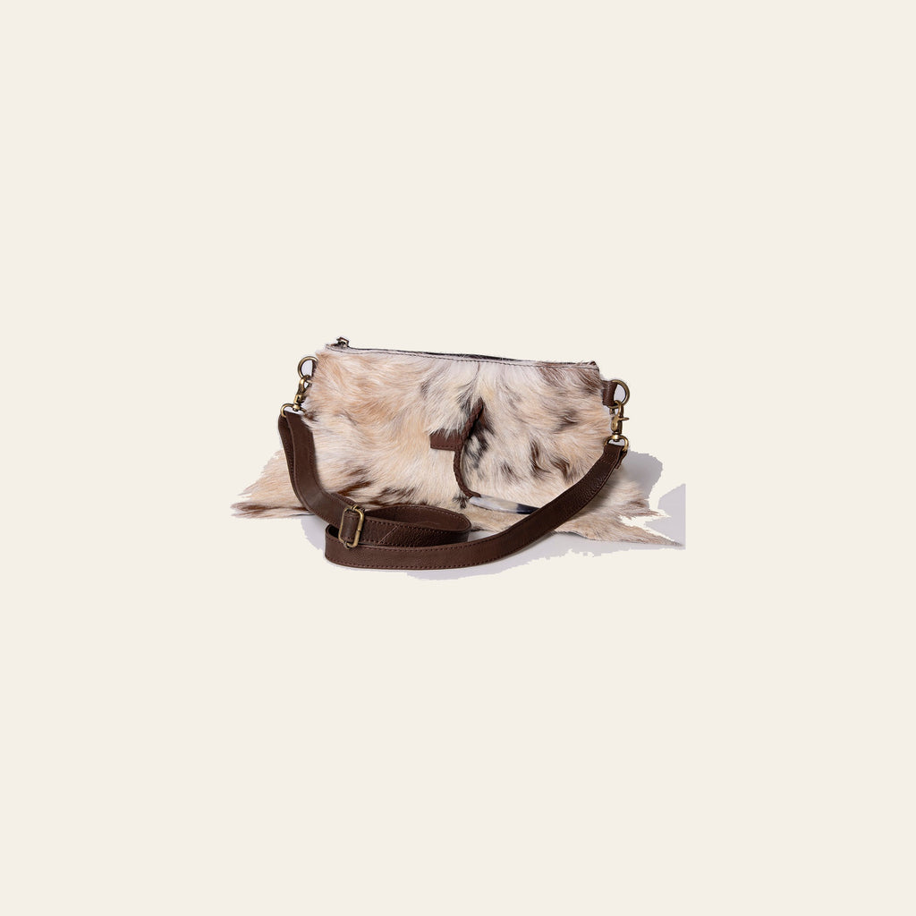 American Darling Small Cross body Bag Hair-On Cowhide Fringed Western Leather Purse with Rivets 5in x 12in