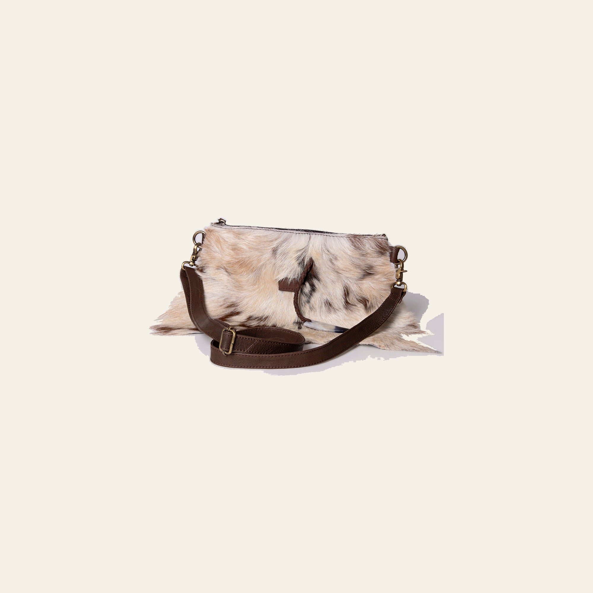 American Darling Small Cross body Bag Hair-On Cowhide Fringed Western Leather Purse with Rivets 5in x 12in