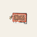 American Darling Hair-On Cowhide Hand Tooled Floral Carved Genuine Leather Coin Purse Buck Stitched Vegetable-Tanned