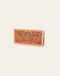American Darling Hand Tooled Leather Floral Bifold Long Wallet Checkbook