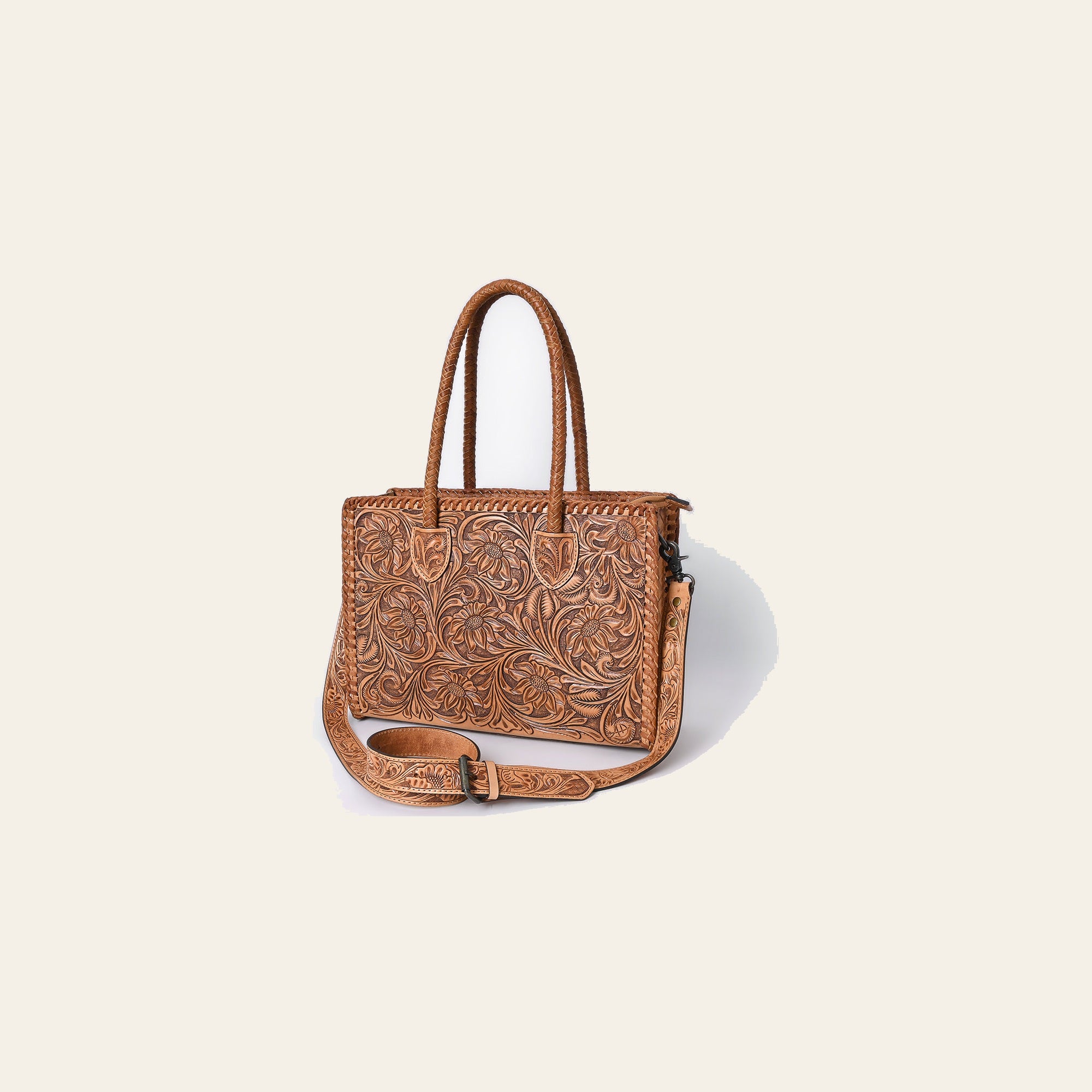 American Darling Hand Tooled Leather Tote Bag  Western Floral Carved Purse