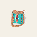American Darling Large Cross body Bag Hand Tooled Floral Carved Genuine Leather Hand Woven Saddle Blanket Western Purse for Women