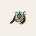 American Darling Hand Woven Saddle Blanket & Handcrafted Western Hand Tooled Cross body Bag, Genuine Vegetable-Tanned Leather