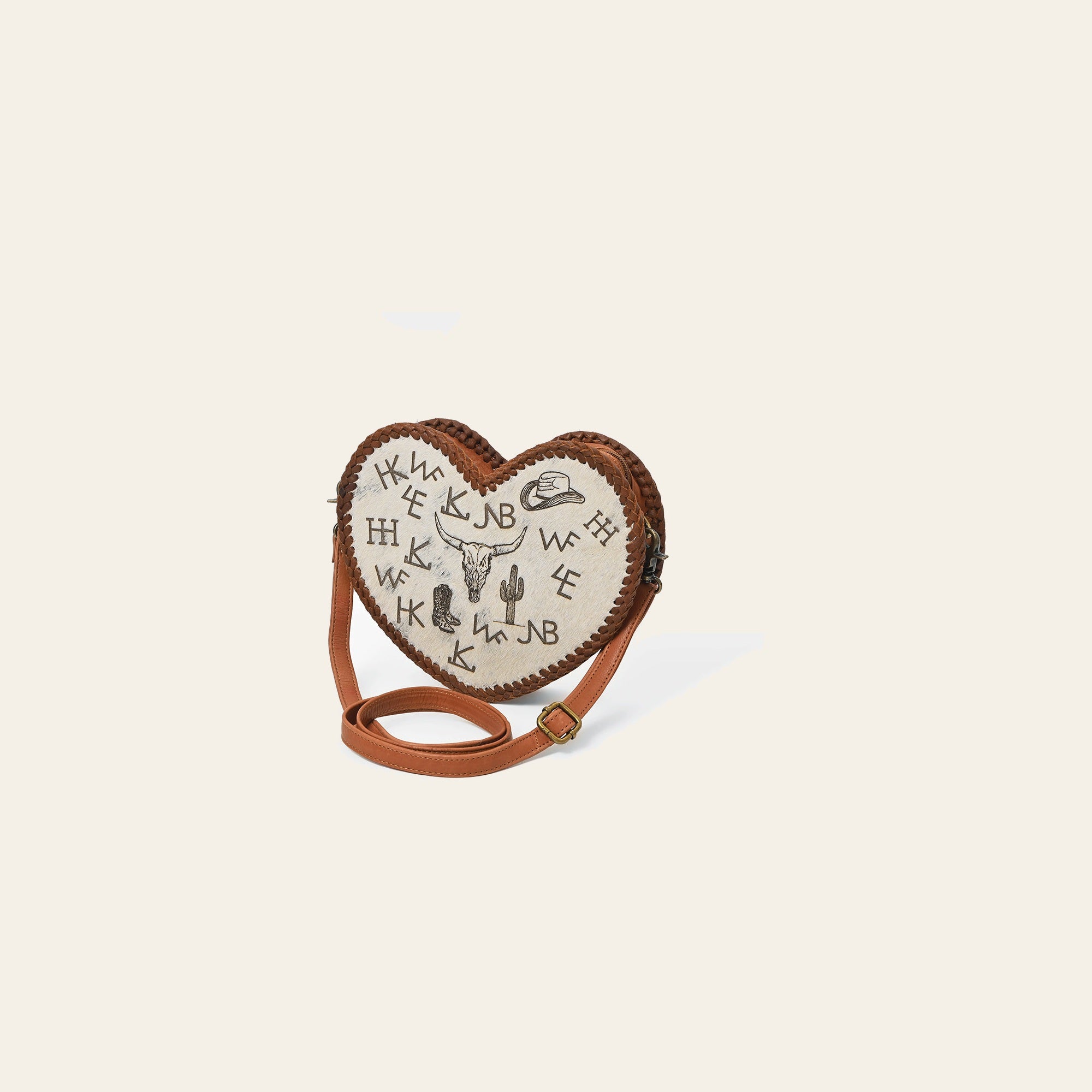 American Darling Heart‑Shaped Handbag – Western Motif with Bull Skull