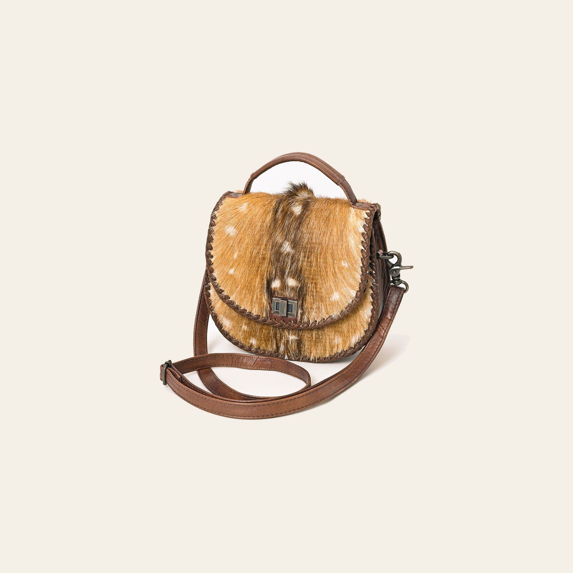 American Darling Hair-On Cowhide Genuine Leather Western Crossbody Bag with Adjustable Strap 7in (H) X 12in (W) X 2in (D)
