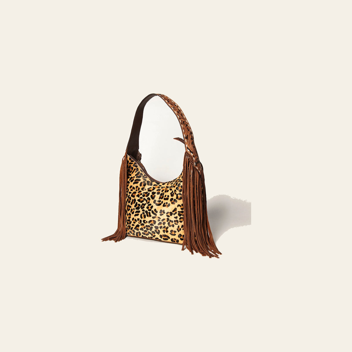 American Darling Western Hobo Bag - Hand Tooled Floral Leather & Fringes